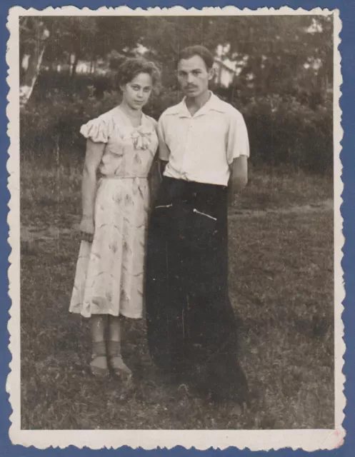 Beautiful Guy and Girl in Nature Soviet Vintage Photo USSR