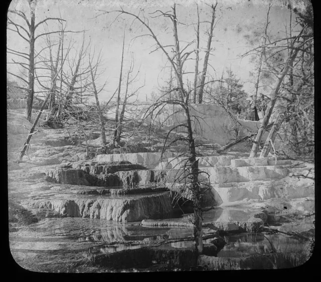 c1900 Angel Terrace Yellowstone National Park Magic Lantern Glass Slide Keystone