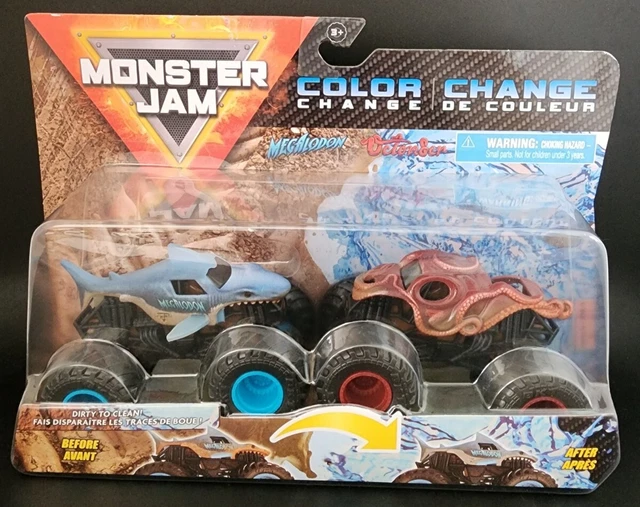MONSTER JAM 164 2Pack (Color Change) Megalodon vs. Octon8er Spin