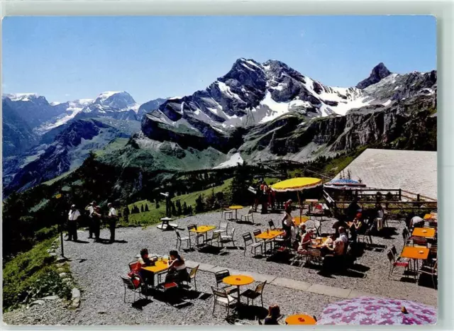 40160471 - Braunwald Terrasse Bergrestaurant Gumen mit Blick auf Toedi Ortstock