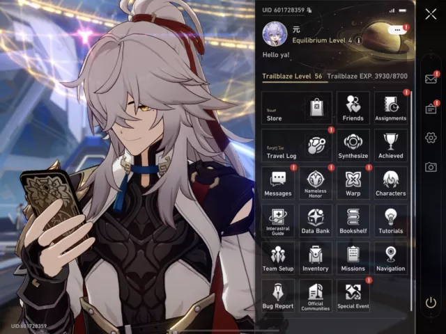 [NA] HONKAI STAR Rail, LV.56, Jing Yuan+Bai Lu+E1 Gepard+Yan Qing+5 ...