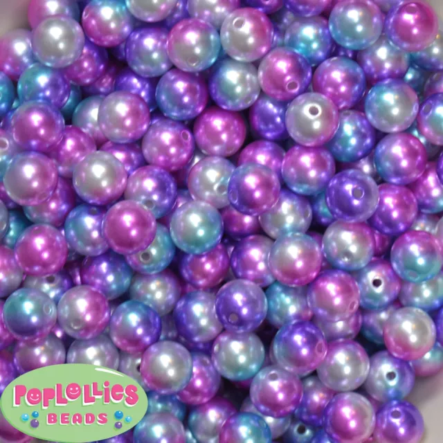 12mm Jewel Tone Multicolor Acrylic Faux Pearl Bubblegum Beads Lot 40 pc.gumball