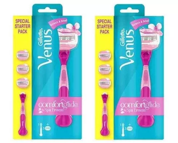 2 x Gillette Venus Comfortglide Spa Breeze Special Starter Pack - NUOVO CON SCATOLA SIGILLATO