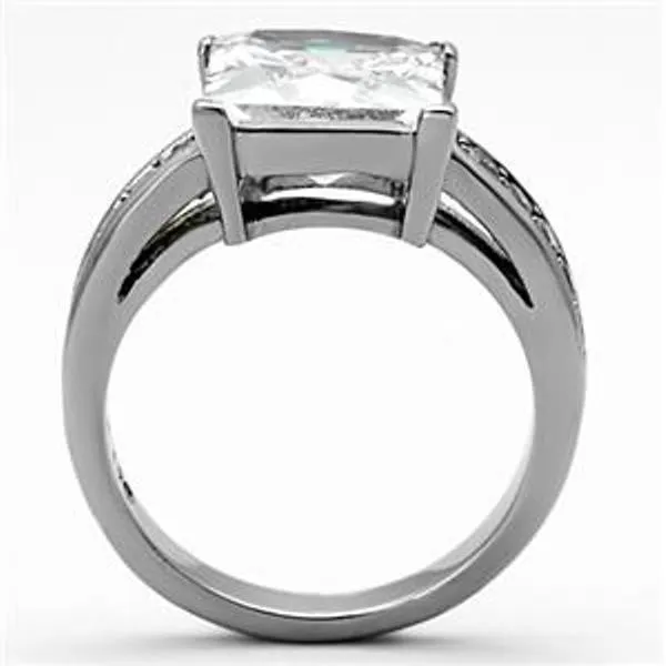 Big 10x10mm Princess Cut CZ Stainless Steel Womens Anniversary Cocktail Ring 2