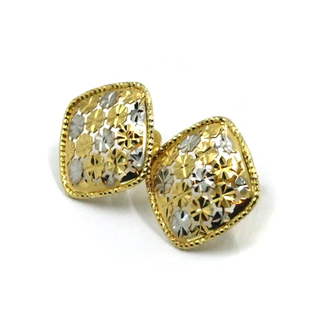 Orecchini Oro Giallo 18K 750 Con Sfera Ambra – Diametro 10 Mm, Gioielli Made In Italy, Regalo