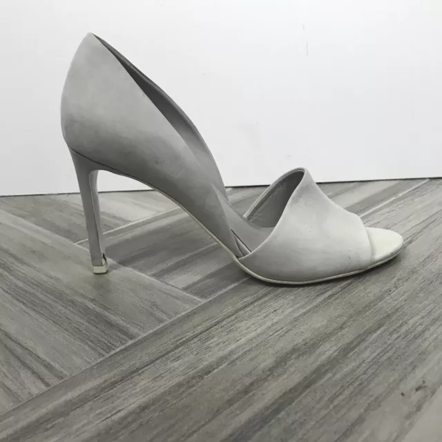 Vince. Saffron Suede Open Toe Pumps Grey Women's Size 38/ 7.5 Retail $395 GUC