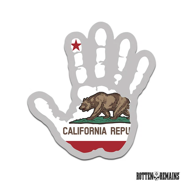 California State Flag Hand Wave Decal CA Waving Handprint Print Sticker e7m