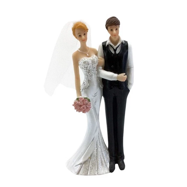 Figurine pour gâteau mariage - couple de mariés amoureux 15,7 X 7 X 5,5  cm