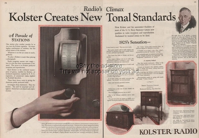 1925 Kolster Table Console Tube Radio Federal Telegraph Co Print Ad