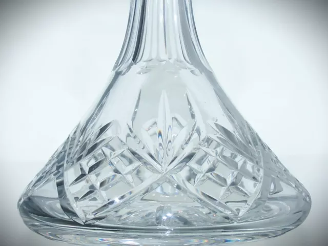 Vintage Lead Crystal Cut Glass Wide Based Ships Decanter - 28cm, 2kg 3