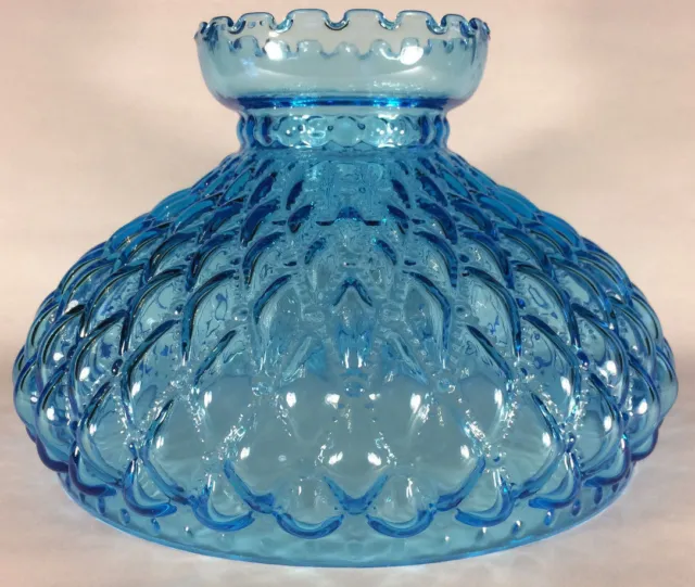 New 10" Light Blue Glass Diamond Quilted Student Lamp Shade w/ Crimp Top #SH403