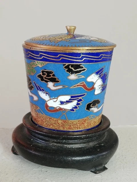 pot ancien en émail cloisonné Chinois sur socle