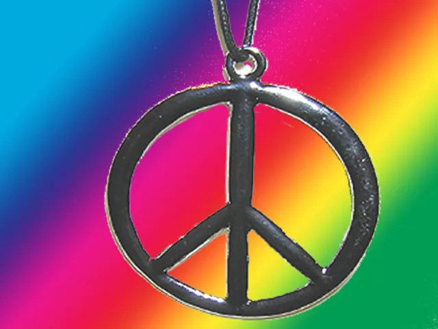 A64✪ 60er 70er Jahre Kult Hippie Kette Peace Flower-Power Love