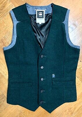Elegante gilet elegante G-Star RAW uomo tweed lana taglia S 44 NUOVO! Nuovo con scatola 160 € raro!