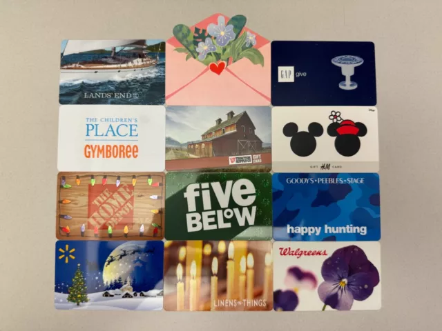 MISCELLANEOUS lot of 12 different new & used collectible gift cards▪️LOT B