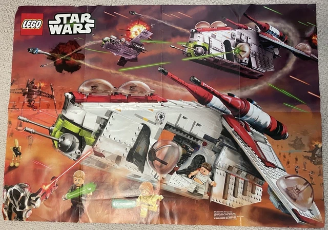 Star Wars Gunship Lego Poster Attack Of The Clones Padme Obi Wan Kenobi Rare