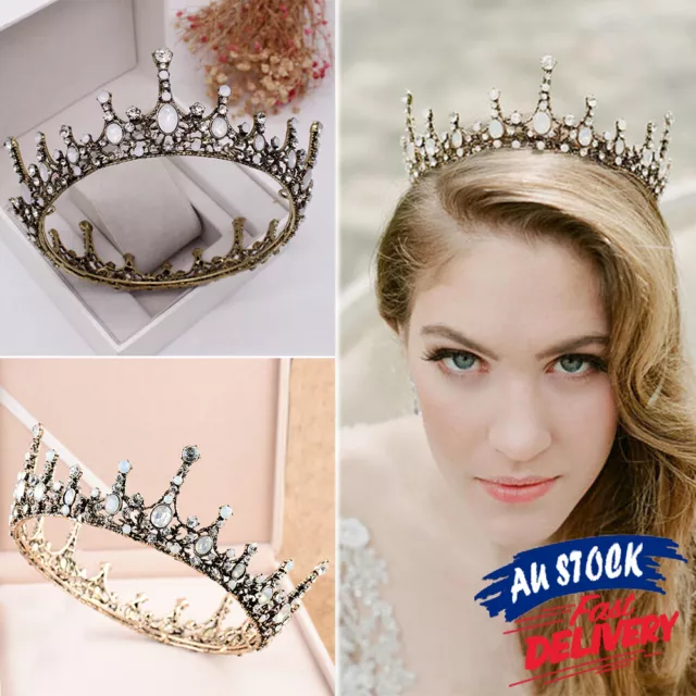 Queen Tiara Hair Accessories Retro Crystal Wedding Headband Crown Princes Bridal