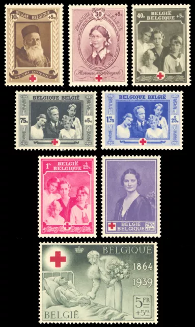 Belgium #YT496-YT503 MNH 1939 Dunant Queen Astrid Nurse Nightingale [B233-B240]