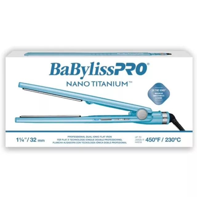 Babyliss Pro Nano Titanium-Plated Straightening Iron, Ionic, 1 1/4” (159 Retail)