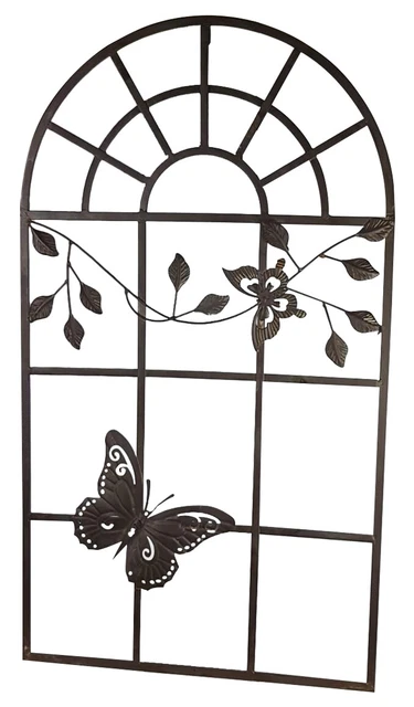 Nostalgia ventana metal marco mariposa estilo antiguo marrón 97cm