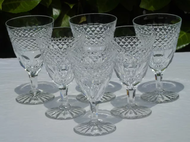 Saint Louis? Lemberg? Service de 6 verres à vin cuit en cristal taillé. Début Xx