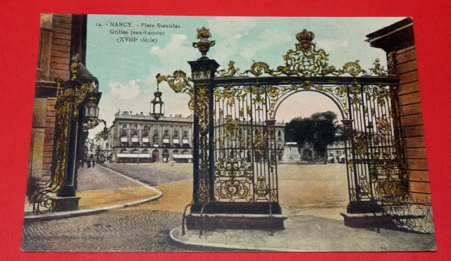 Cpa Postcard 1910-1920 Nancy Place Stanislas Grille Jean Lamour 54 Lorraine