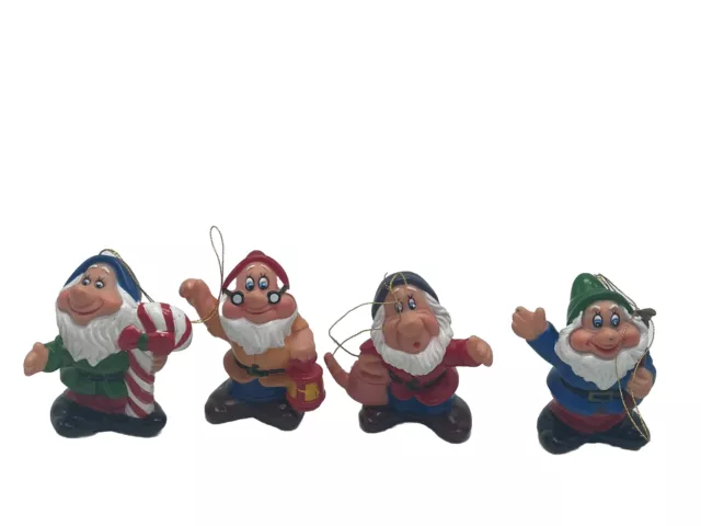 Walt Disney Seven Dwarfs Christmas Lot Of 4 of the 7 Vintage Ornaments