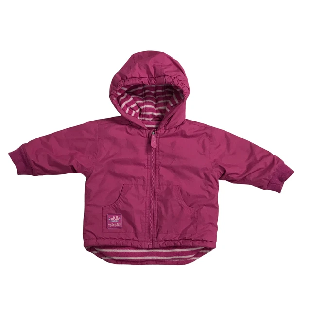 Giacca Reversibile Jojo Maman Bebe Ragazze Rosa Età 11 Mesi Foderata Pile Con Cappuccio