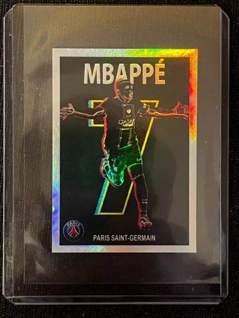 Sticker Panini Foot 2023 Kylian Mbappe Paris Sg # 238 Toploader Neon Crack Mint