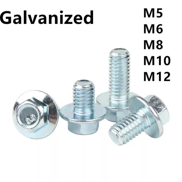 M5 M6 M8 M10 M12 Galvanized Steel Hexagon Flange Bolts Hex Flange Head Screws