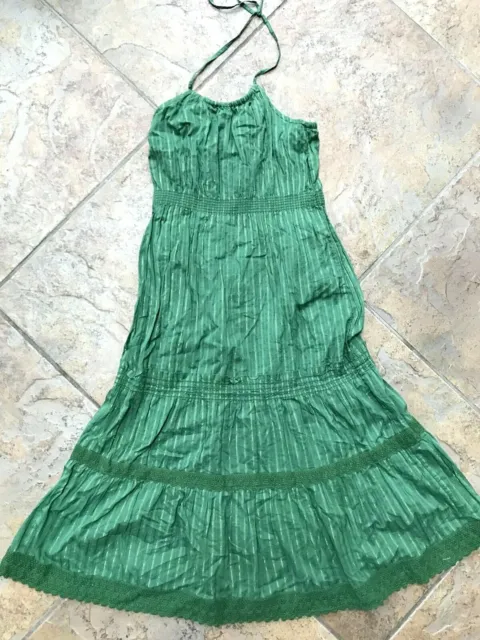 Gap Kids Girls Vintage EUC XL 12 Green lace tiered maxi dress Never Worn