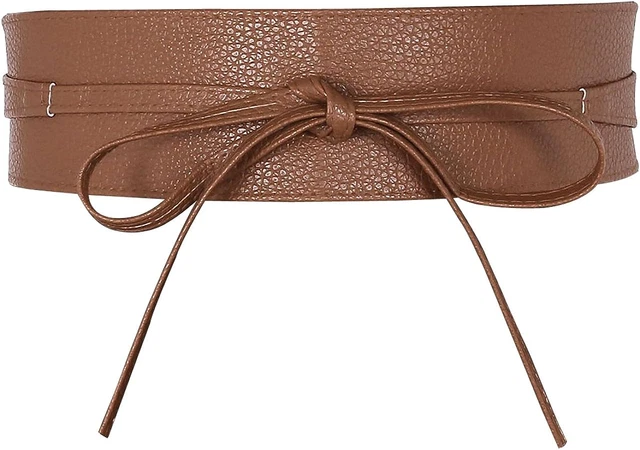 Ayliss Women Soft Leather Obi Belt Self Tie Wrap Cinch Belt