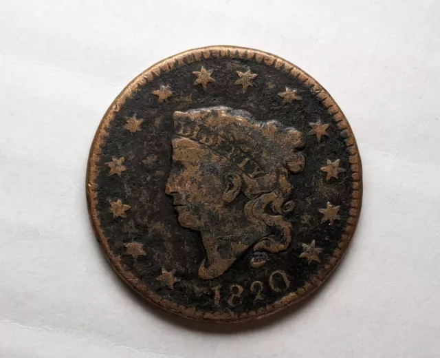 1820 Large Cent-Coronet Head U.S. Copper Coin