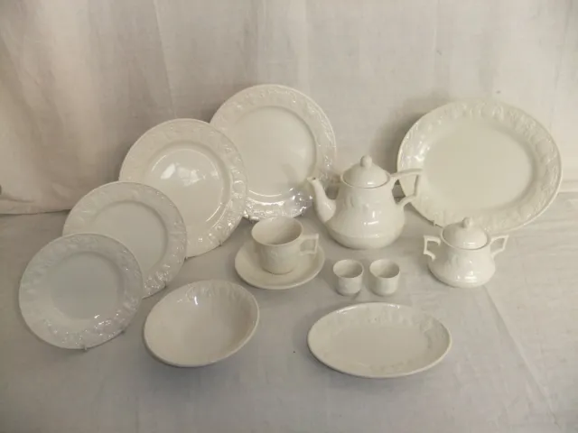 c4 Pottery BHS & Barrats - Lincoln - white embossed tableware, stamps vary 1C1B 2