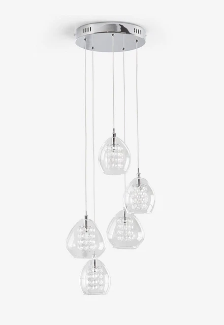 Brandneu in Originalverpackung Next Clear Bella Cluster 5 Licht Anhänger Deckenkronleuchter Wohnkultur £99 2