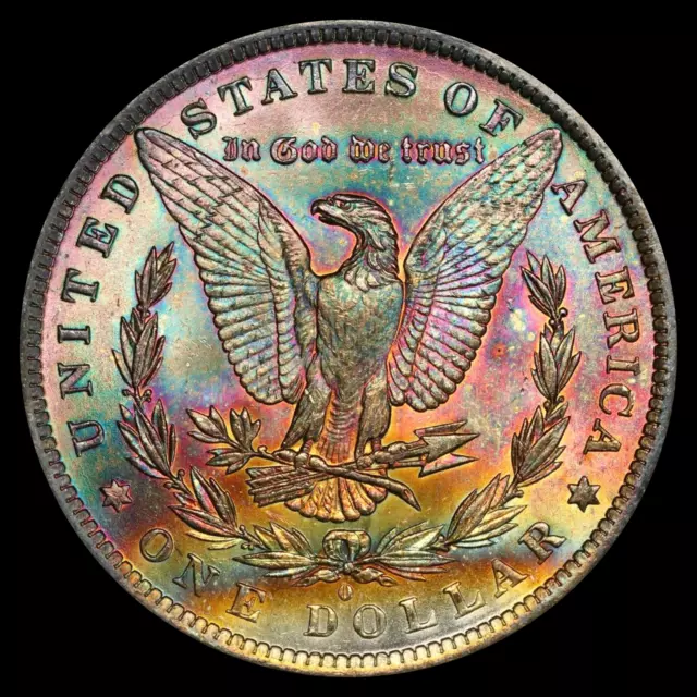 1884-O Morgan Silver Dollar PCGS MS63 - Delightful Reverse Rainbow Toning