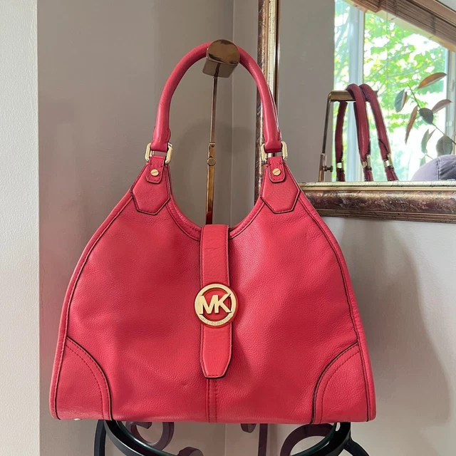 Michael Kors Hudson Pink Leather Medium Size Shoulder Bag Hobo Purse