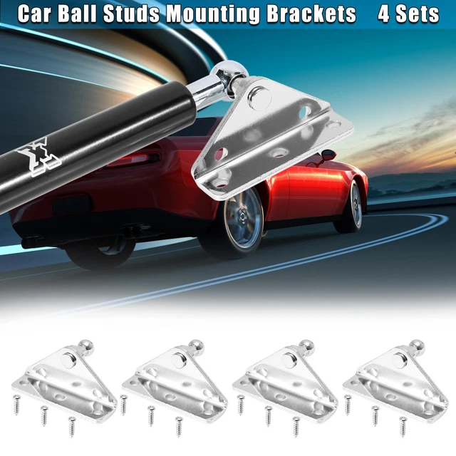 4 Set 10mm Car Ball Studs Mounting Brackets w Screws Silver Tone 63x30x38mm