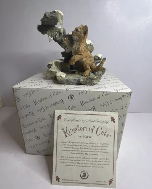 Vtg 1997 “Kingdom of Cats” Figurine - Baby Cougar With Icicles #KC9701 Maruri