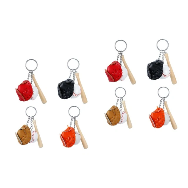 8 Pcs Baseball Keychain Party Favor Sports Fan Chains Bat Handbag