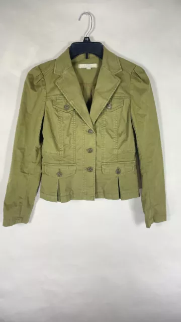 Ann Taylor Loft Blazer Green Womens Jacket Career Casual Military Green Size 0