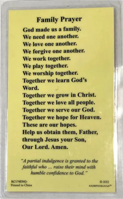 Holy Family Jesus Mary Joseph Laminated Holy Card with Family Prayer 2