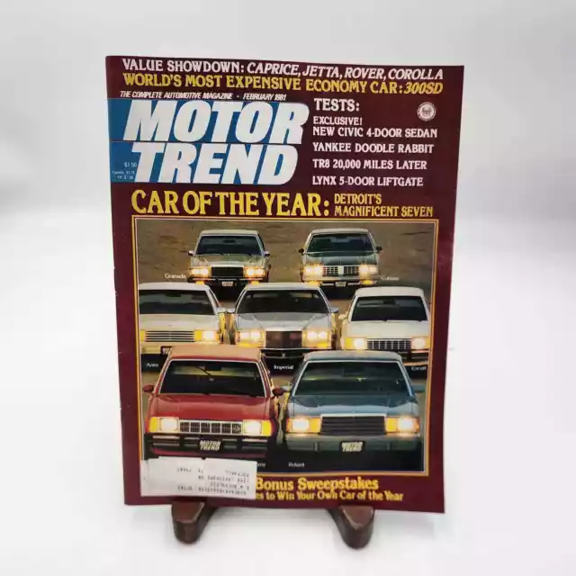 Vintage Motor Trend Magazine Febuary 1981 Car Of The Year