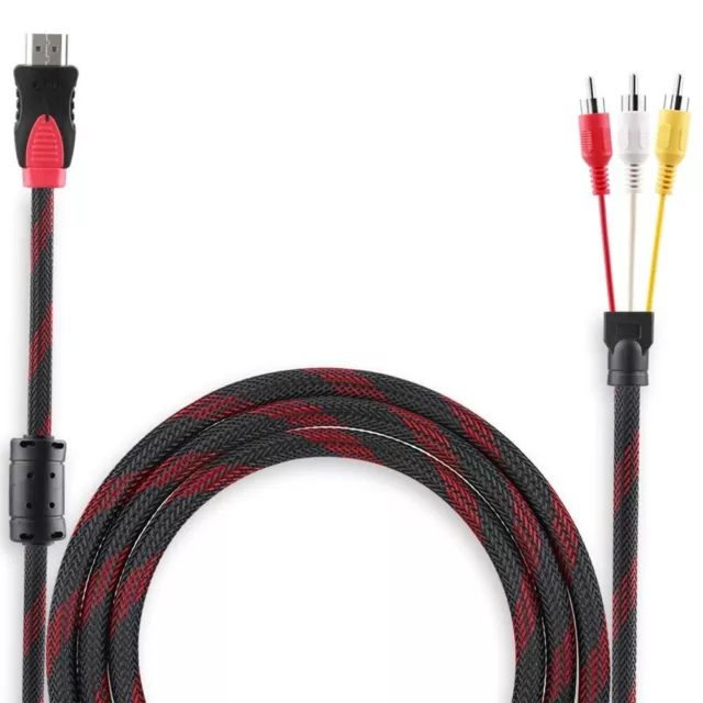 Câble HDMI mâle vers 3 RCA Composite mâle 1,5m Adaptateur vidéo HDMI vers RCA 2