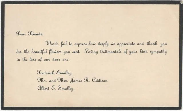 Victorian Black-Bordered ‘Thank You for the Flowers’ Mourning Funeral Card