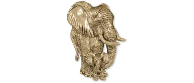 Elephant Pendant 14k Gold Vermeil Handmade Elephant And Calf Jewelry  ELC1-SLDVM