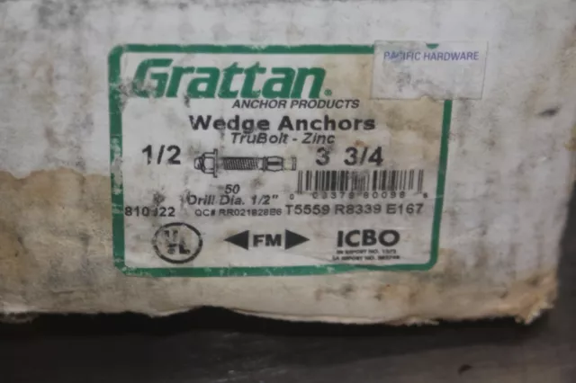 Grattan Trubolt Wedge Anchors 1/2" x 3-3/4" 810022