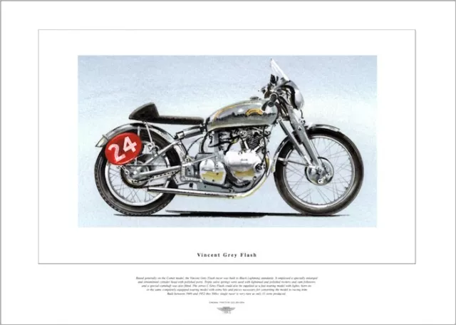 Vincent Grey Flash - Moto Stampa Artistica 500cc Singolo Classica