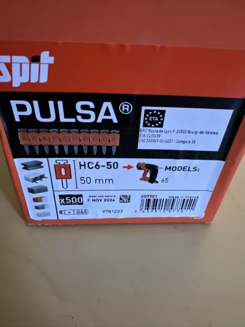 Spit Pulsa 65 (50mm Nails) X1640 Nails! 1 Gas Included