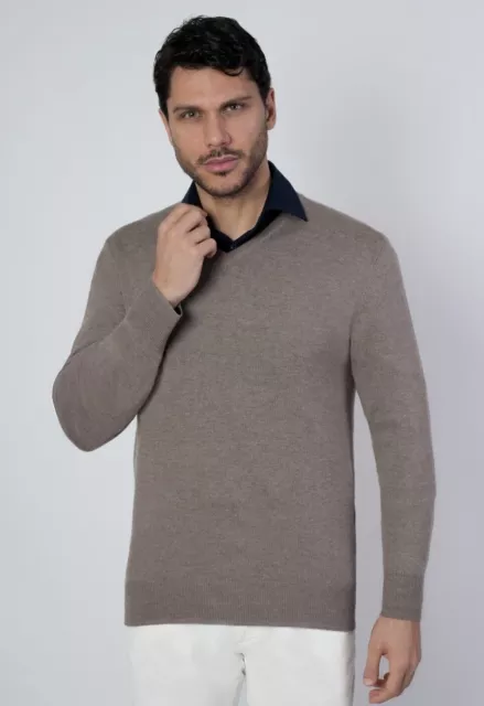 1stAmerican Maglia Scollo a V Maglione Cashmere Seta Uomo Pullover Manica Lunga 2